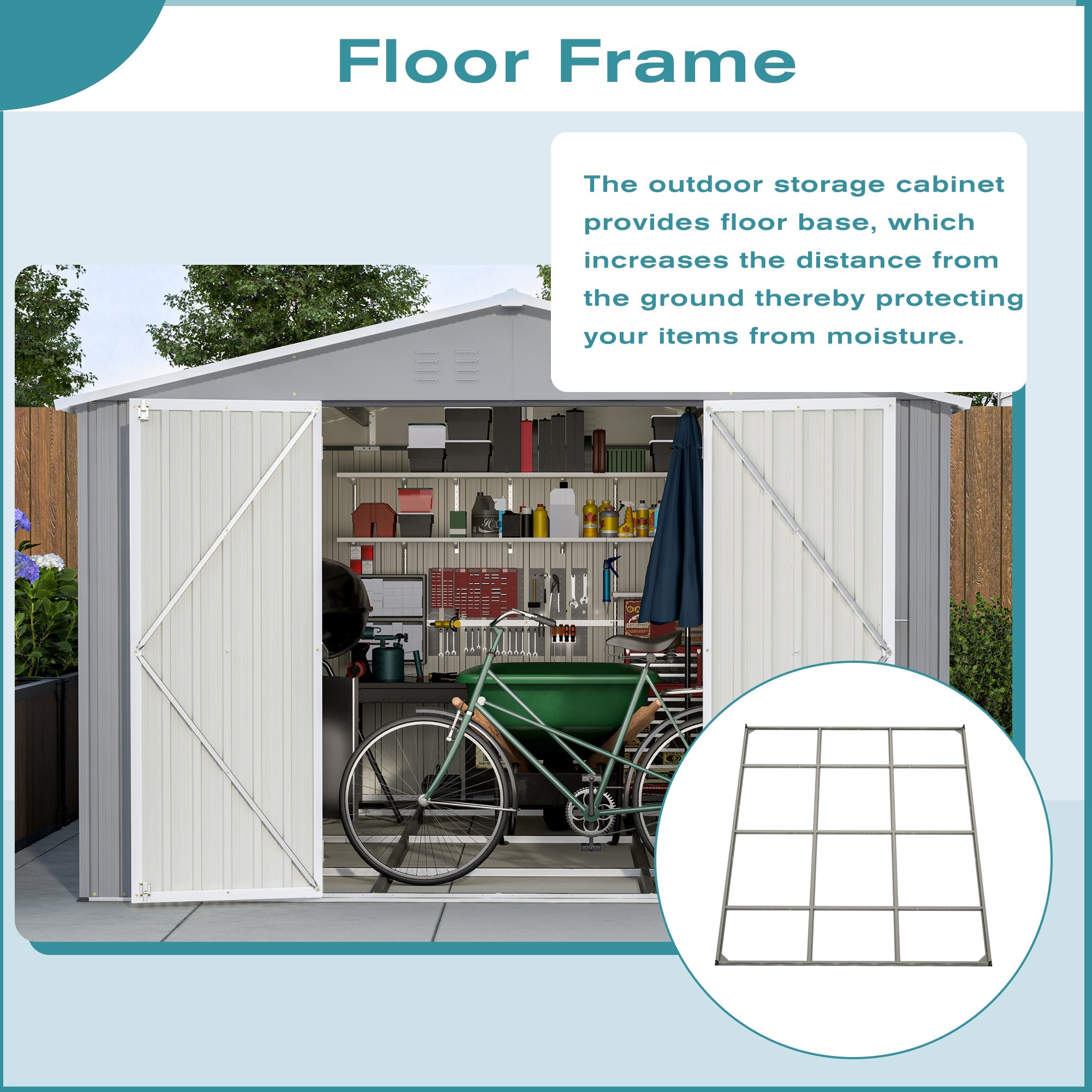 10 x 12 ft. Outdoor Storage Shed with Floor Frame Kit