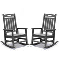Outdoor Rocking Chair Set of 2, HDPE Patio Rocking Chair for Adults, Oversized Outdoor Rocker for Porch Garden Lawn,Grey