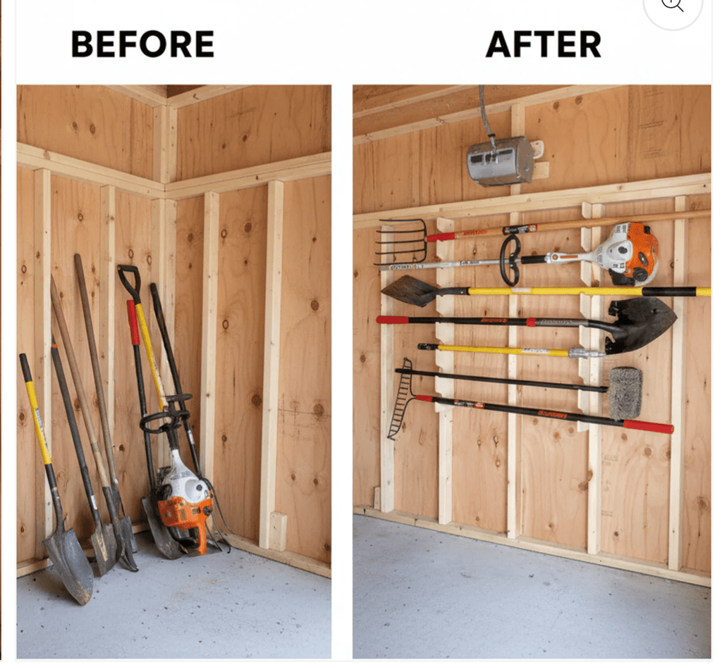 Garden Tool Organizer Rack - Stud Mounted